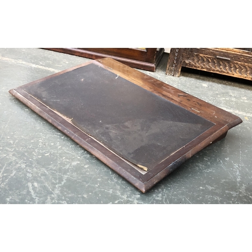 1067 - Two 19th century mahogany table top writing slopes, one with inset skiver, 68cmW; the other plain, o... 