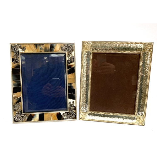 421 - Italian 925 silver picture frame, internal dimensions 23.5x17.5cm, together with a white metal and h... 