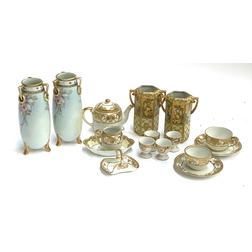 422 - Quantity of Japanese porcelain to include Noritake, white and gilt part tea set and two pairs of twi... 