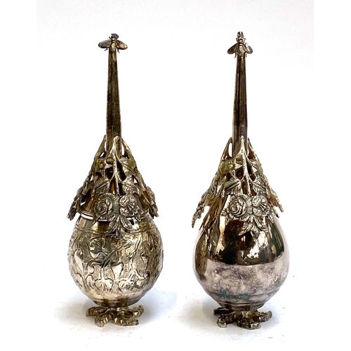 89 - Two silver plated rose water sprinklers, 18.5cmH