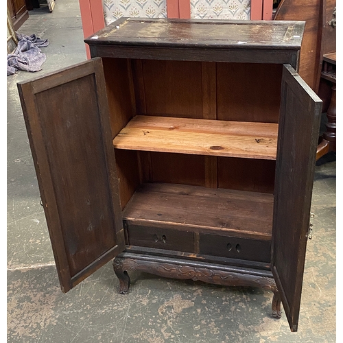 1066 - An Asian style carved cupboard, 65x32x103cmH