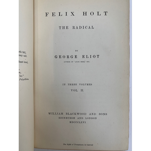 573 - BOOKS, ELIOT, George. 'Felix Holt, The Radical' in 3 full calf vols. in VG condition throughout. Dat... 