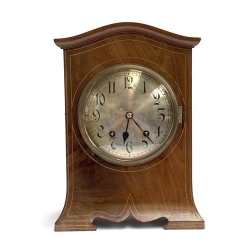 102 - A German mahogany cased mantel clock, the movement by Winterhalder & Hofmeier, 34cmH