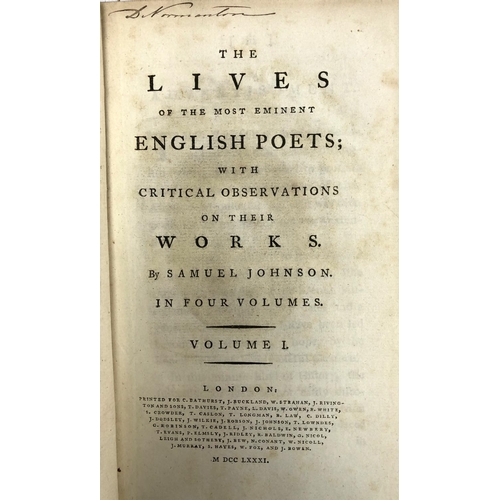 1280 - BOOKS, BINDINGS. JOHNSON, Samuel, 'The Lives of the Most Eminent English Poets with Critical Observa... 