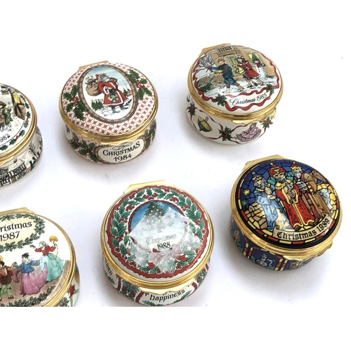 229 - Eleven Halcyon Days Christmas commemorative trinket pots, dating from 1980-1989 (two different 1986)