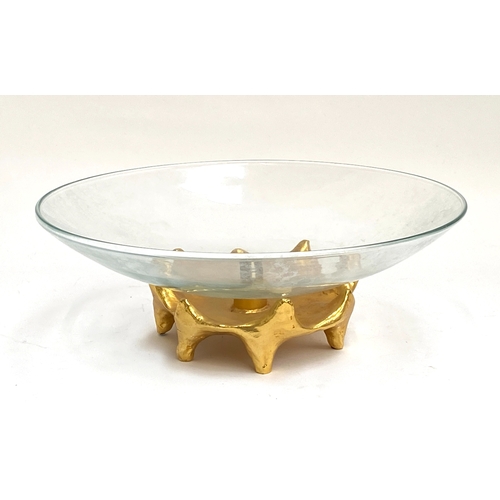 224 - A Mathias Paris glass centrepiece bowl on gilt bronze base, signed to base, 34cmD