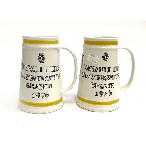 228 - A pair of Cinque Ports Pottery 'Renault' ceramic tankards, 1975, 15cmH