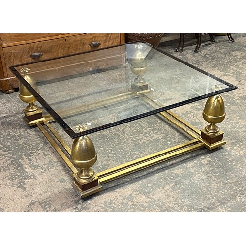 1119 - A gilt metal and glass square coffee table, 99x99x41cmH