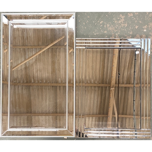 769 - Two contemporary mirrors, one with bevelled mirror frame, the other silver frame, 100x60cm and 80x60... 