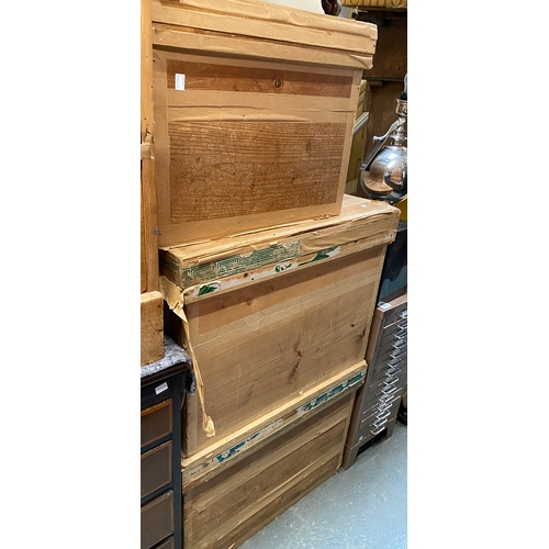 978 - Three lined tea chests, two 68cmW, one 58cmW