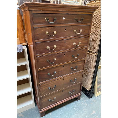 1124 - A late 19th century mahogany chest of seven drawers (af), on bracket feet, 84x49x153cmH