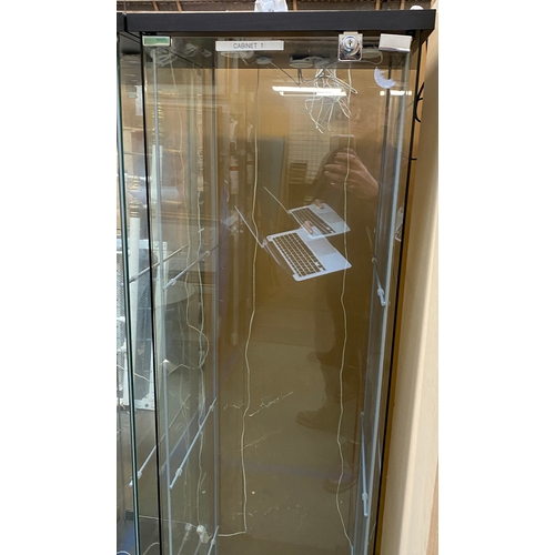 1128 - A modern glazed display cabinet, with LED lighting, 37x43x163cm (labelled cabinet 1)