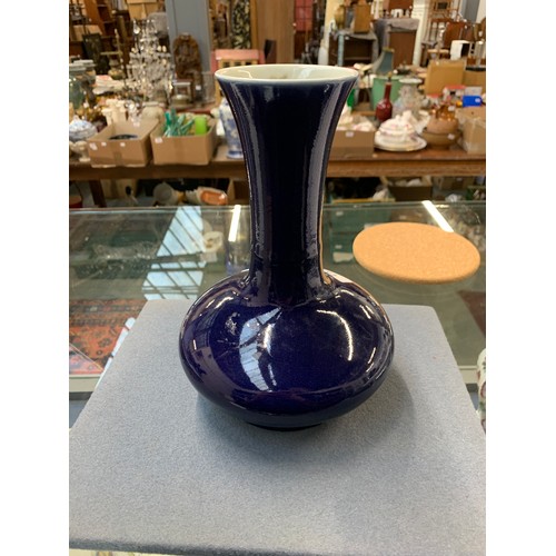 157 - A Chinese blue glaze vase, c.1954, character marks to base, 23cmH