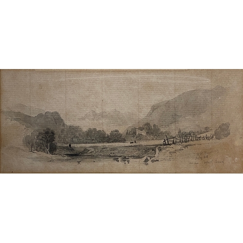 493 - A framed set of three mid 19th century pen and wash landscapes, the first signed R.H Manning, July '... 