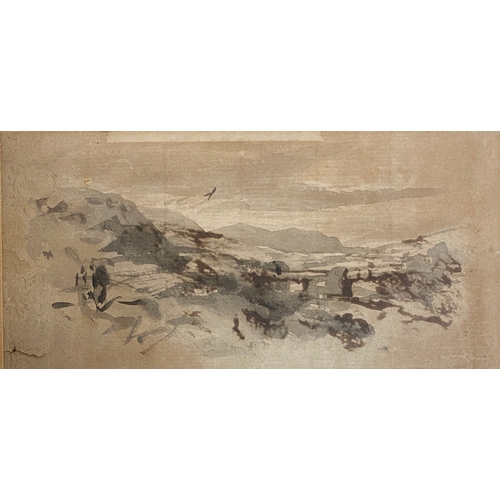 493 - A framed set of three mid 19th century pen and wash landscapes, the first signed R.H Manning, July '... 