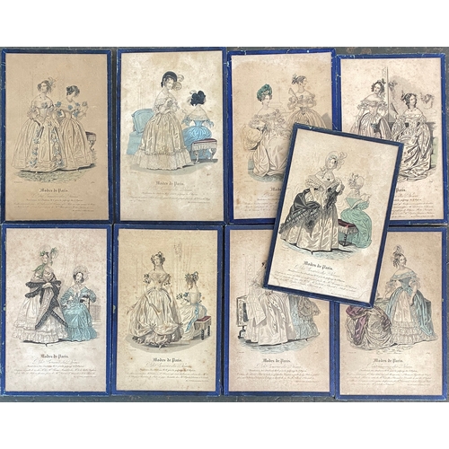 432 - A set of nine early 19th century fashion prints, 'Modes de Paris', each approx. 25x16cm (9)