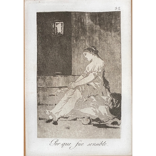 445 - After Goya, 'Por que fue sensible', aquatint, titled below, the plate impression 21x14.5cm