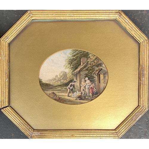 464 - A pair of Le Blond prints, 'The Sailors Departure' and 'The Image Boy', 16.5x13cm, in reeded gilt ge... 