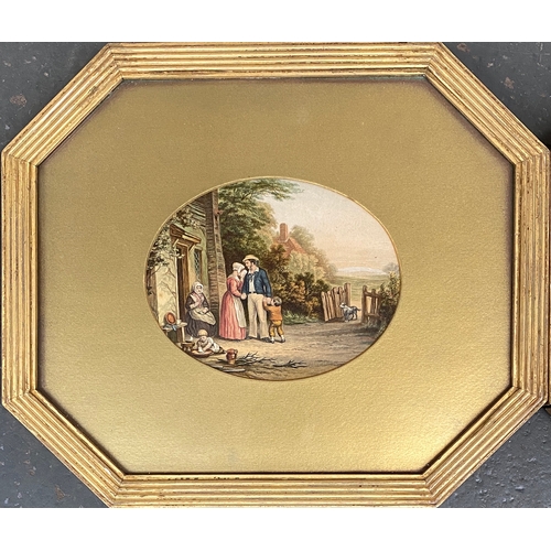 464 - A pair of Le Blond prints, 'The Sailors Departure' and 'The Image Boy', 16.5x13cm, in reeded gilt ge... 