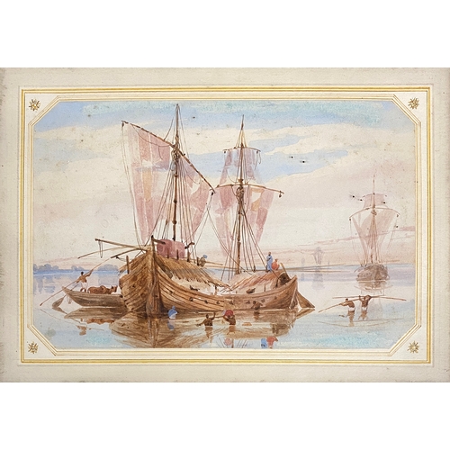 479 - Attributed to Sir Charles D'Oyly (1781-1845), Indian river craft, watercolour on paper, 13x21cm