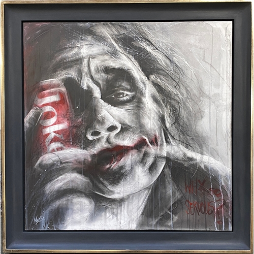 572 - Keith Maiden (b.1962), 'The Joker', original painting on board, 70x70cm