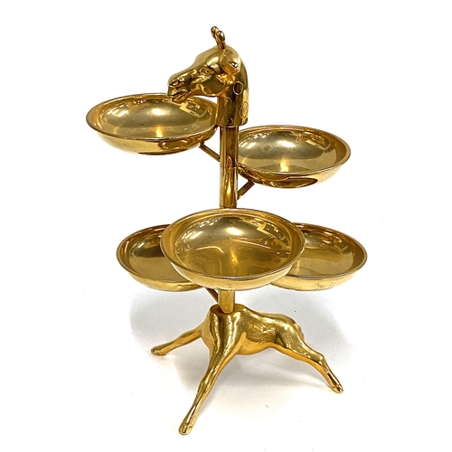 242 - A brass novelty Giraffe pin dish stand, 31cmH