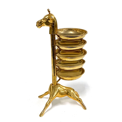 242 - A brass novelty Giraffe pin dish stand, 31cmH