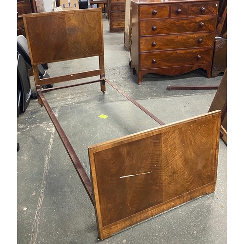 765 - A pair of Heals single beds, bearing Ivorine plaques, with two bases and good quality, if discoloure... 