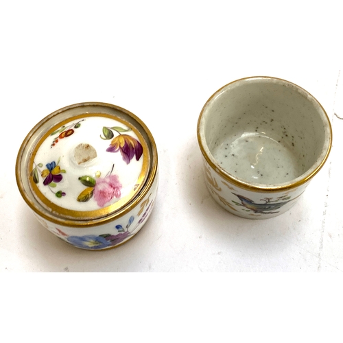 Two small Swansea porcelain rouge pots, hand painted with flowers and ...