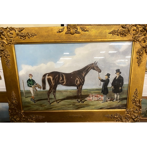 507 - After John Frederick Herring, 'Hero' and 'Teddington', a pair of coloured lithographs of horses, 43x... 