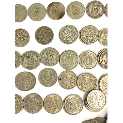 65 - A collection of sixpence coins, possible complete run from 1926-1967 (excluding 1952), gross weight ... 