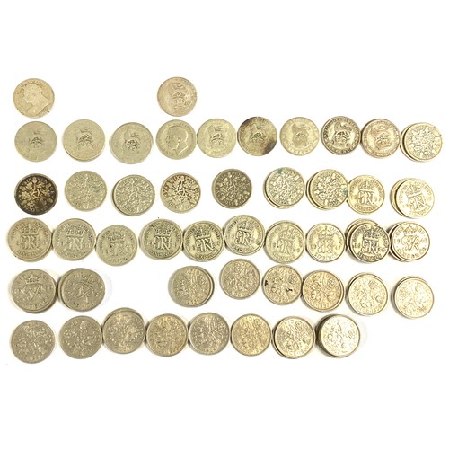 65 - A collection of sixpence coins, possible complete run from 1926-1967 (excluding 1952), gross weight ... 