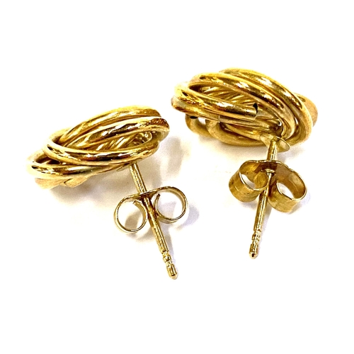 17 - A pair of 9ct gold knot earrings, 1.4cmD, 1.7g