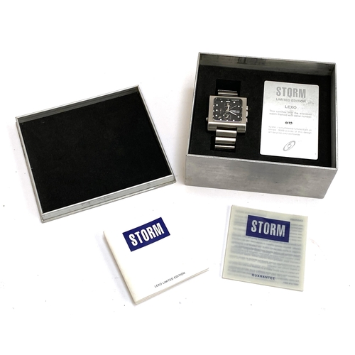 100 - A gents Storm Lexo limited edition alarm chrono watch, numbered 0179/3000, in brushed metal presenta... 