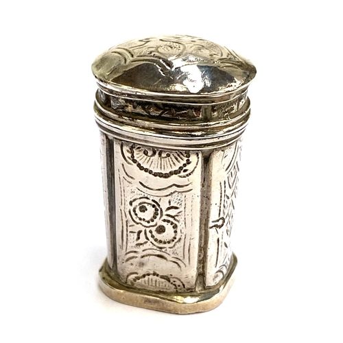 62 - A 19th century continental silver needle case/desk seal (af), hallmarked with bird facing left, 4cmH... 