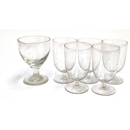 395 - A Georgian glass rummer, 14cmH, together with a set of five stemmed wine glasses