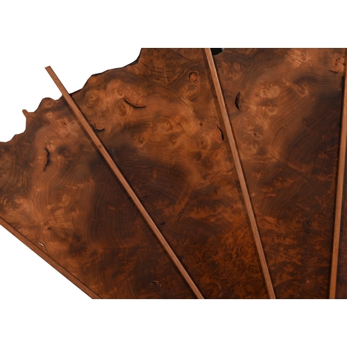 233 - A large Hawaiian maple and myrtle wood fan, signed 'Glen Elvig 1990', approx. 71cmH, 111cmW