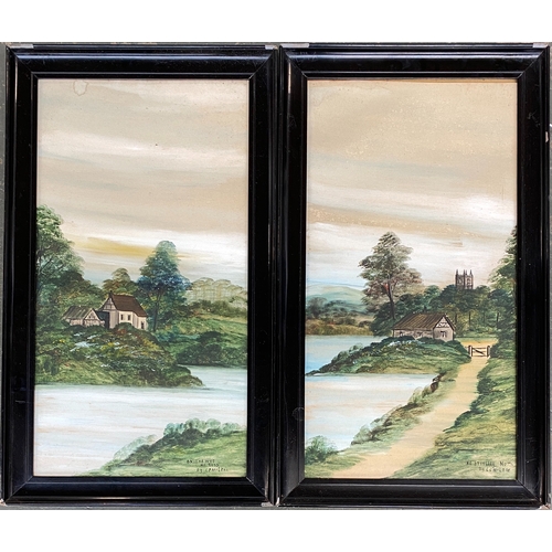 600 - 'On the Wye Near Ross' and 'Near Strelley, Notts' by C R McLean, 64x34cm