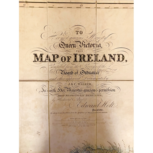 493 - CARTOGRAPHY, IRELAND. Two leather pouches with linen backed maps of Ireland. In one, a group of maps... 