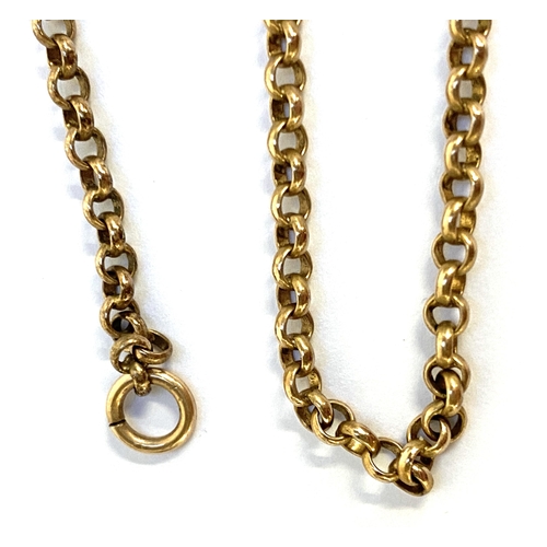 16 - A Victorian gilt metal long guard chain, fastening with a base dog clip, 152cm long unclasped