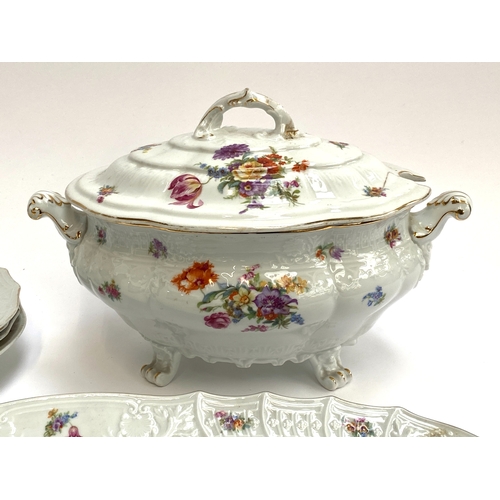 155 - A 20th century Pirkenhammer porcelain 'Rococco' part dinner service, 12 pieces, comprising lidded tu... 