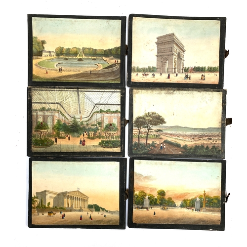 298 - A 19th century French Polyorama Panoptique viewer with 18 hand-coloured plates; bearing label readin... 