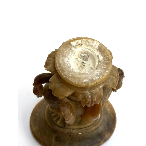 329 - A 19th century Italian carved alabaster tazza centrepiece (af, repaired), carved vine leaf detail, t... 