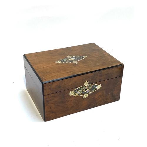 349 - A Victorian mahogany box inlaid with abalone inlay, 30cmW