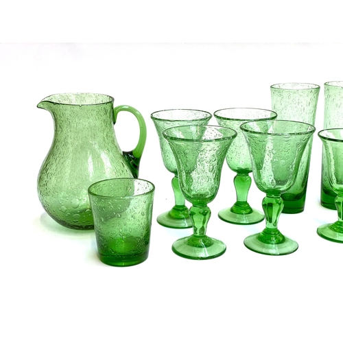 212 - A collection of French Biot hand blown glasses comprising of; highball glasses 21.5cmH (5), large wi... 