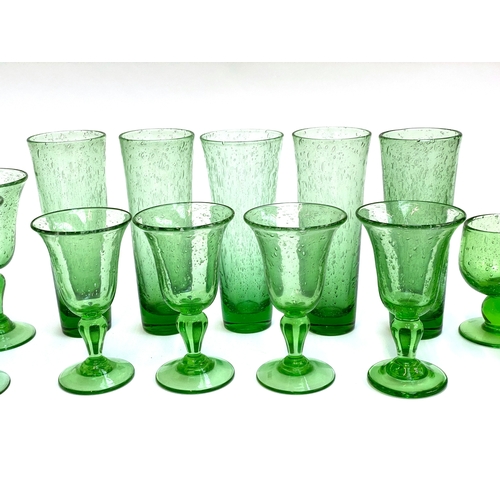 212 - A collection of French Biot hand blown glasses comprising of; highball glasses 21.5cmH (5), large wi... 