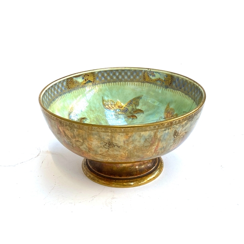 216 - Daisy Makeig-Jones for Wedgwood, a large art deco fairyland butterfly lustre footed bowl (af, cracke... 