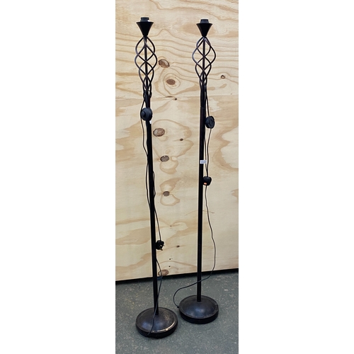 905 - A pair of black metal standard lamps