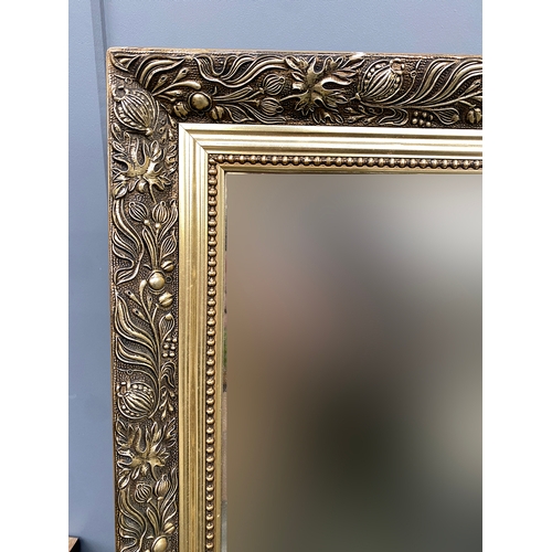 736 - A large 'gilt' mirror with bevelled plate, 102x125cm