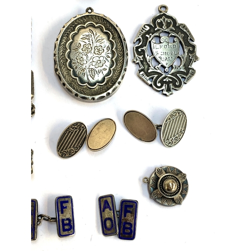 13 - A quantity of antique silver and white metal jewellery to include Victorian locket, 4.4cmL, hallmark... 